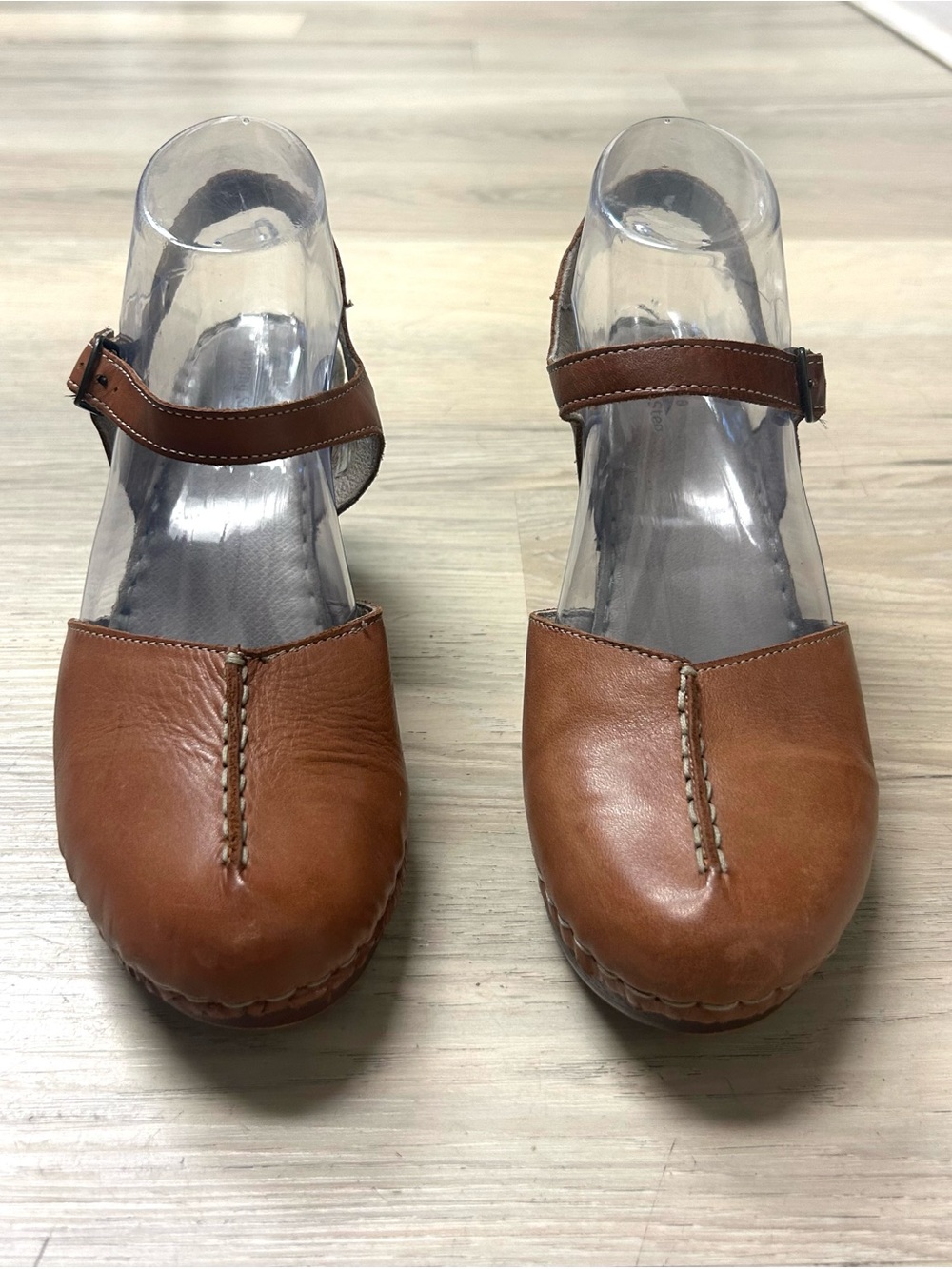 Spring Step Mary Jane Clogs Women 39 US 8.5 Brown Leather Heels Comfort Casual - Picture 4 of 12